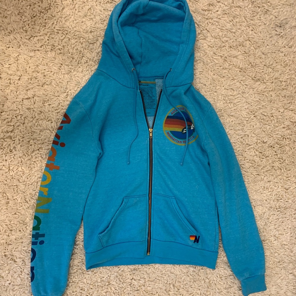 AVIATOR NATION LOGO ZIP UP - NEON BLUE 💙